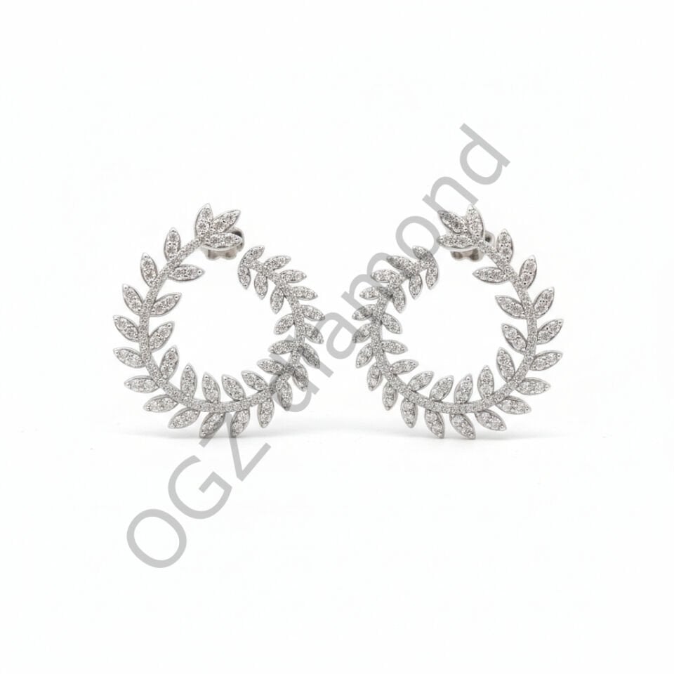 Pırlanta Taşlı Beyaz Altın Helenistik Halka Küpe  -   PK0001027