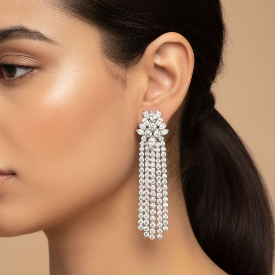 Sallantılı Özel Tasarım Pırlanta Küpe   -   PK0001208