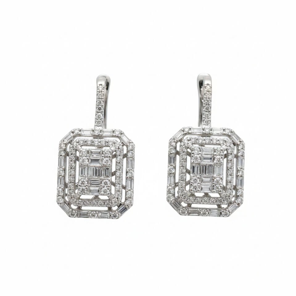 Sallantılı Baget Pırlanta Küpe   -   PK0001224