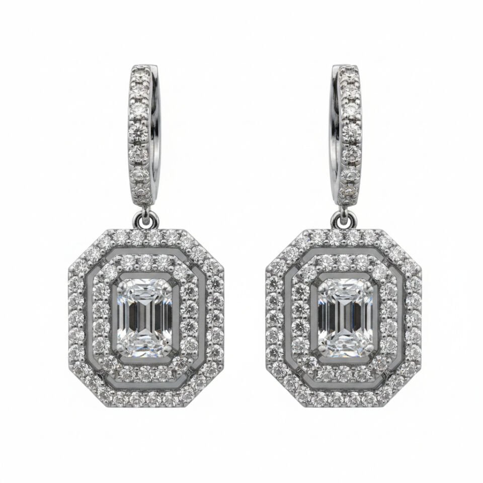 Sallantılı Baget Pırlanta Küpe   -   PK0001236