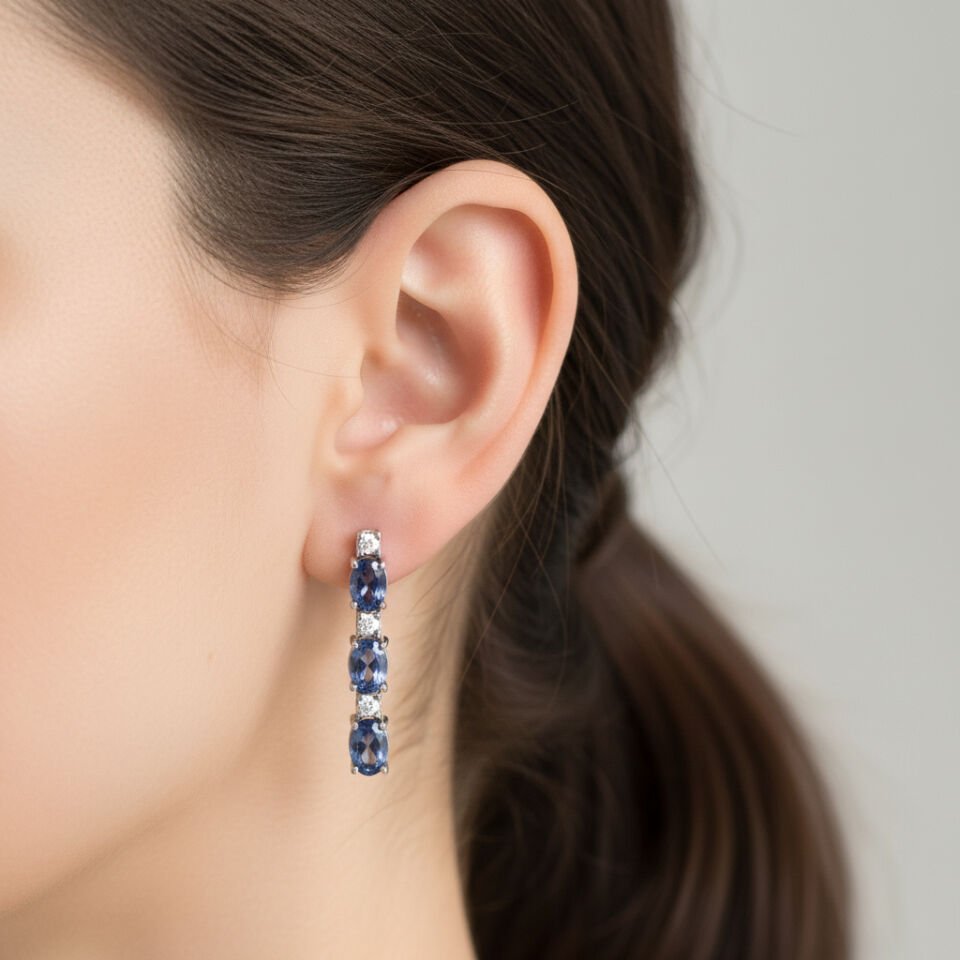 Sallantılı Safir Küpe   -   PK0001254