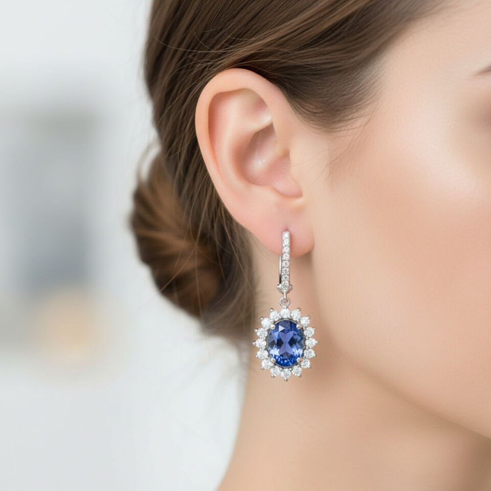 Sallantılı Safir Antruaj Küpe  -   PK0001263