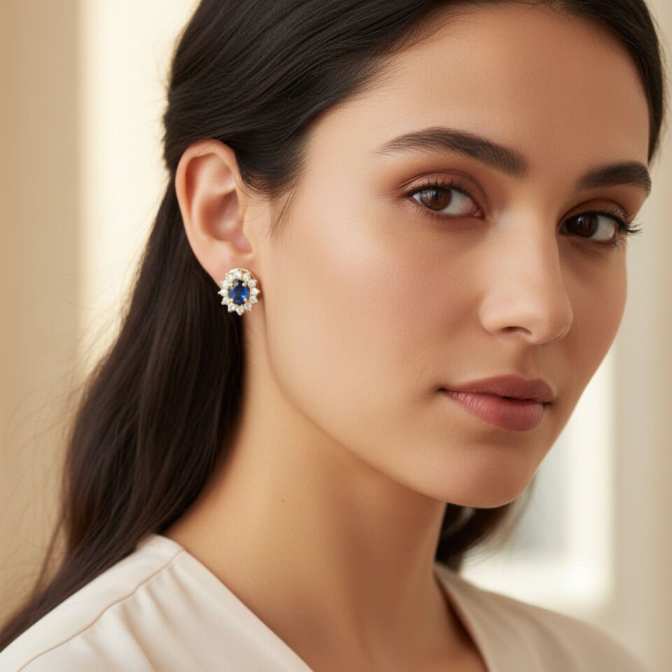 Safir Pırlanta Küpe   -   PK0001300
