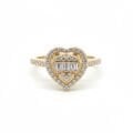 Baget ve Yuvarlak Kesim Pırlantalı Altın Kalp Yüzük   -   PY0000912