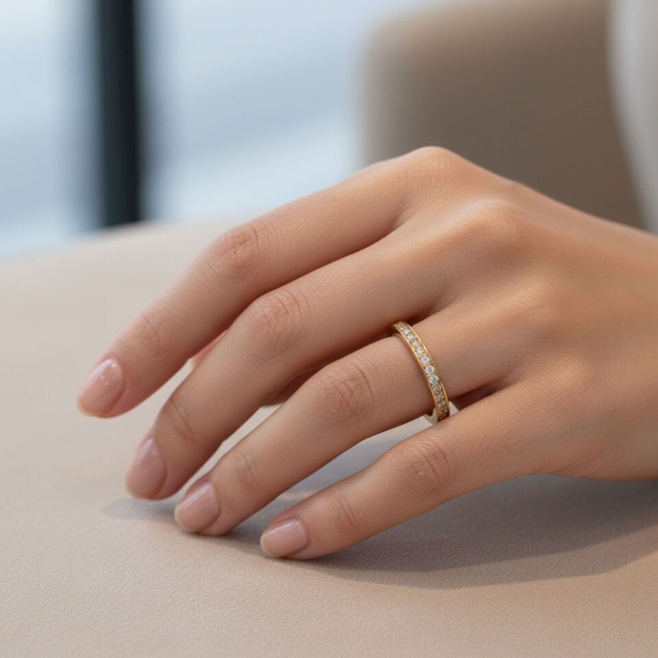 Tam Tur Pırlanta Taşlı Altın İnce Yüzük   -   PY0001143