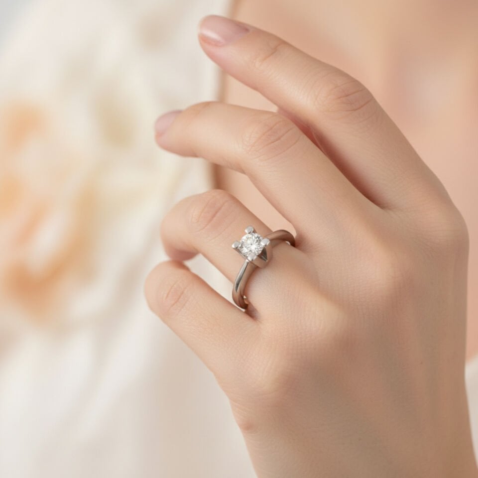 Pırlanta Modern V Tırnaklı Tektaş Yüzük   -   PY0002476