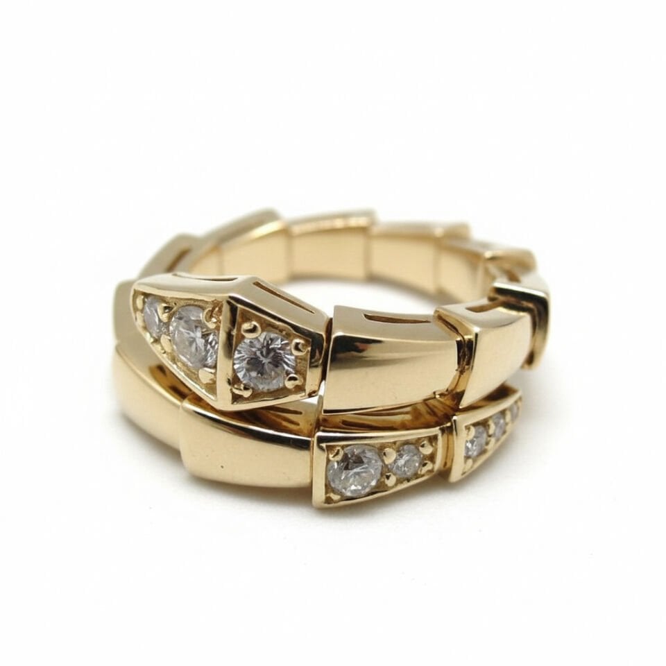 Serpenti Mystery Koleksiyonu: Pırlanta İşlemeli Altın Geçmeli Sarmal Yılan Tasarım Yüzük   -   PY0002722