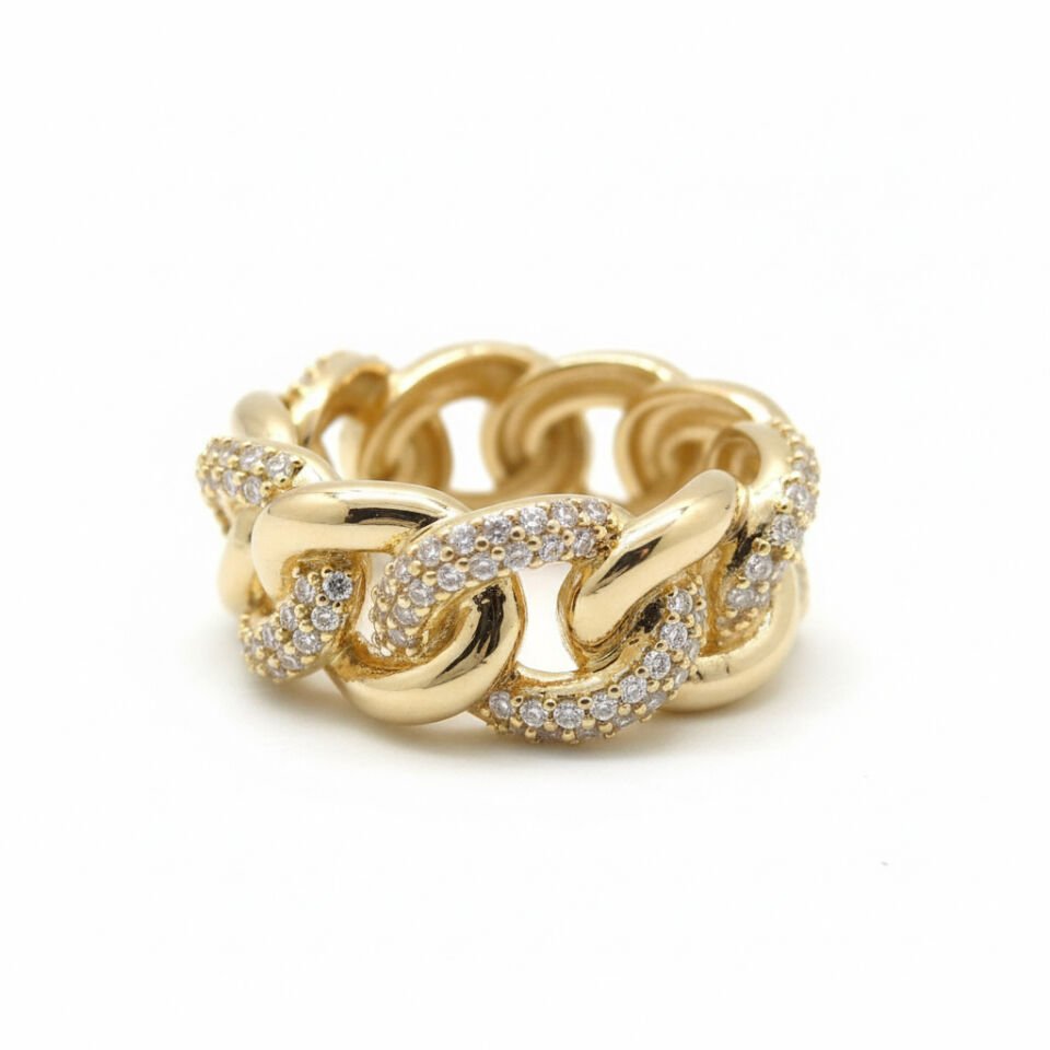 Cartier Tasarım Panter Zincir Pırlanta Taşlı Gurmet Yüzük   -   PY0002729