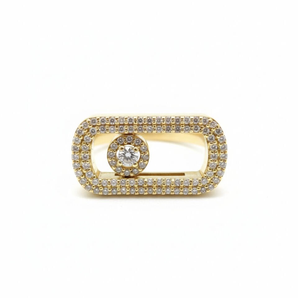 Pırlanta Taşlı Hareketli Move Tasarım Dikdörtgen Yüzük   -   PY0002736