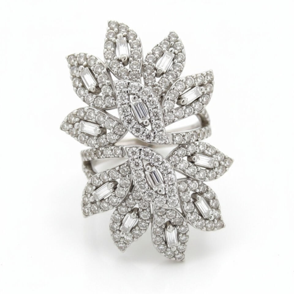 Pırlanta Fantezi Yaprak Model Tasarım Yüzük   -   PY0002761