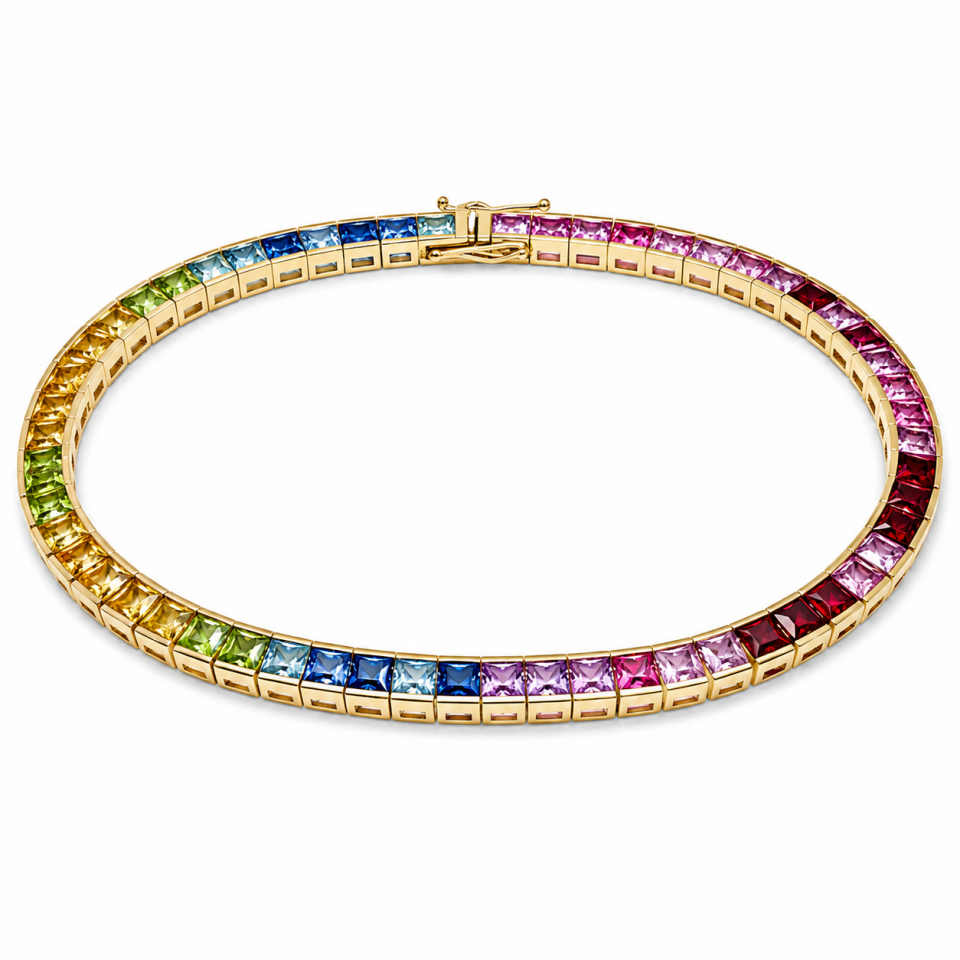 Karışık Safir ve Pırlanta Rainbow Suyolu Bileklik   -   PB0001295