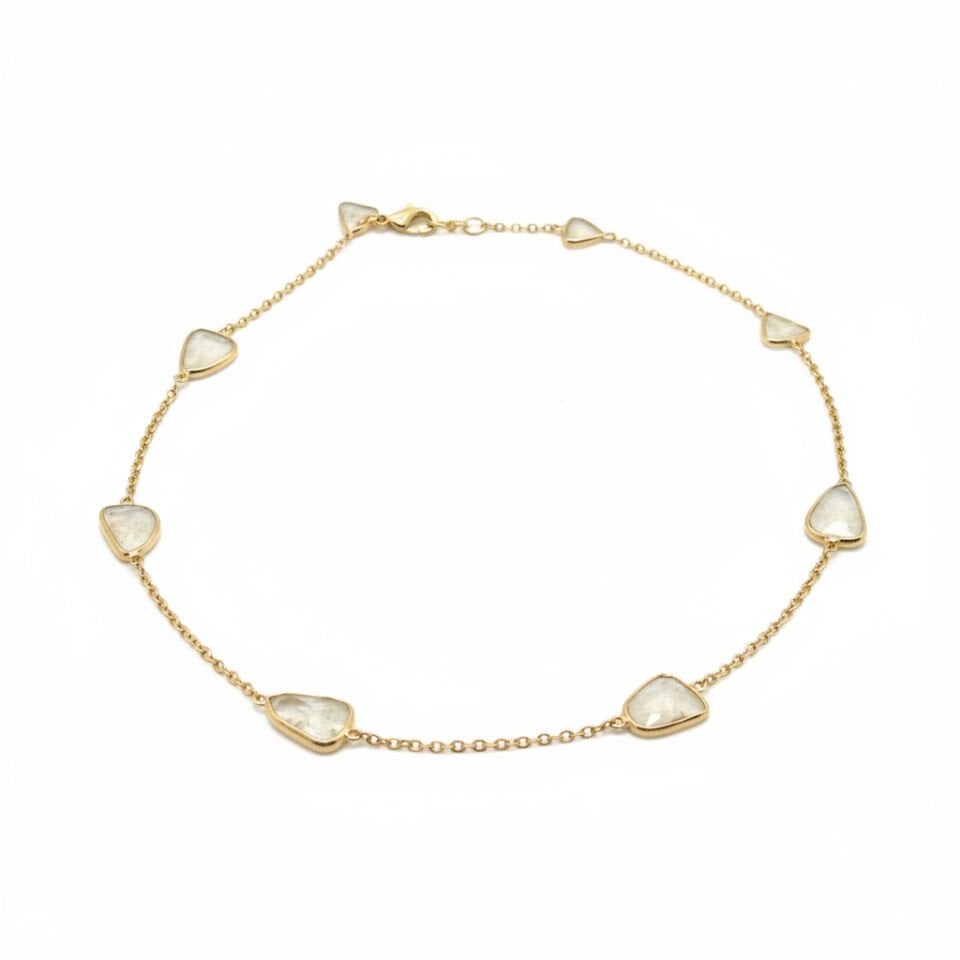 Altın Ay Taşı Işıltılı Şans Zinciri Bileklik  -   PB0001299