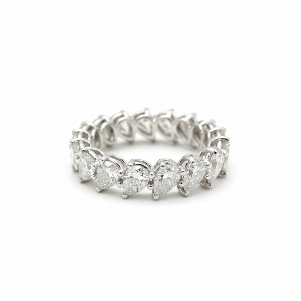 Pırlanta Damla Kesim Tamtur Beyaz Altın Alyans Yüzük  -   PY0002765