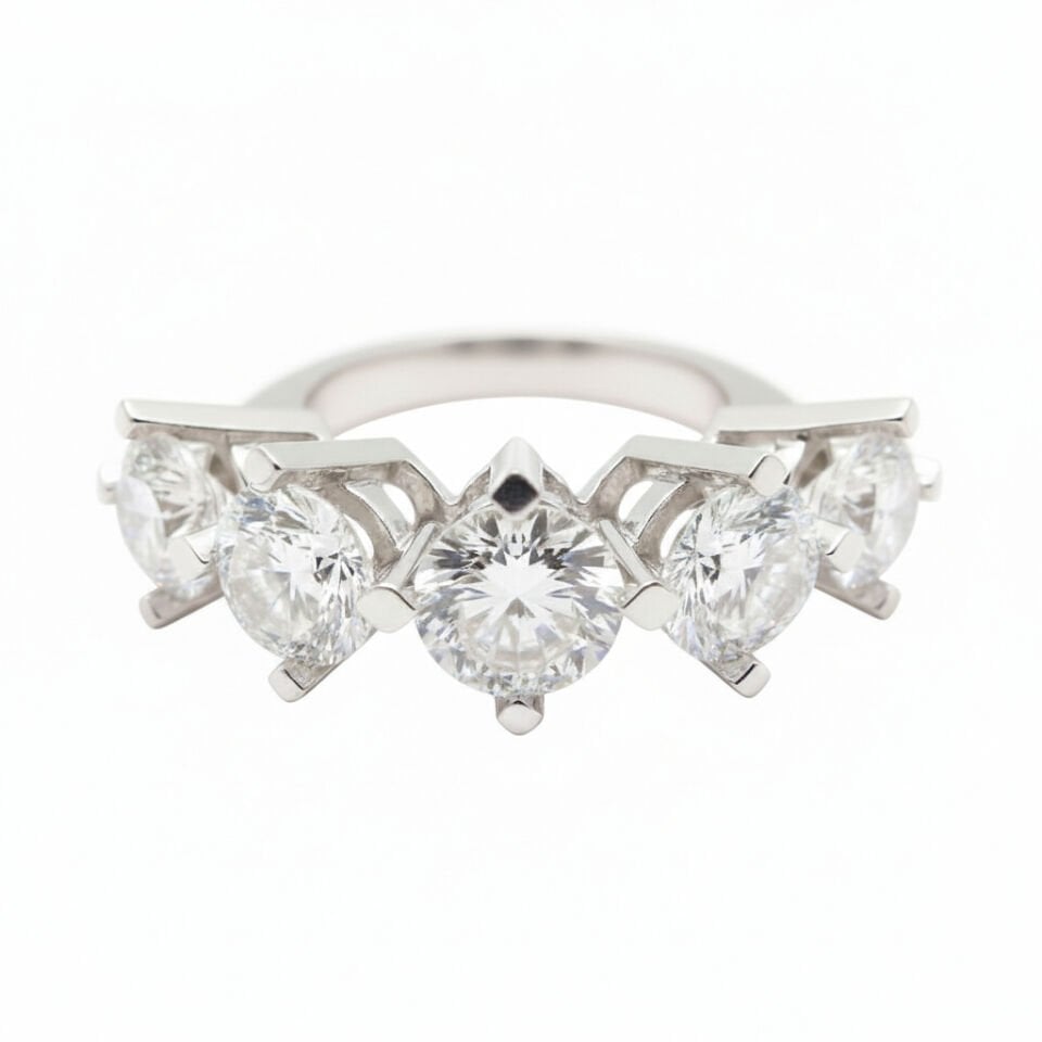 Pırlanta 5 Taş (Beştaş) Evlilik Yüzüğü   -   PY0002767