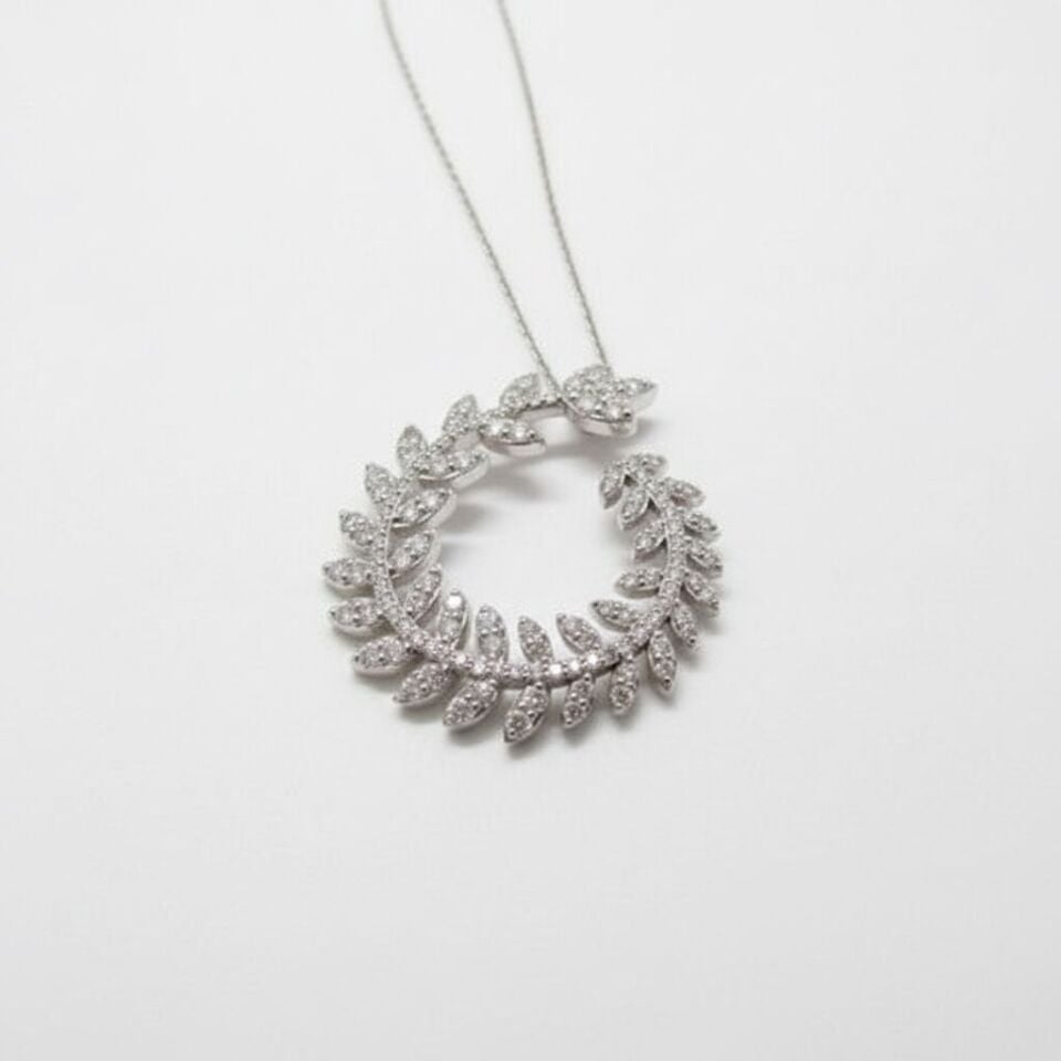 Sıralı Markiz Kesim Pırlanta Defne Dalı Halka Kolye   -   PG0001118