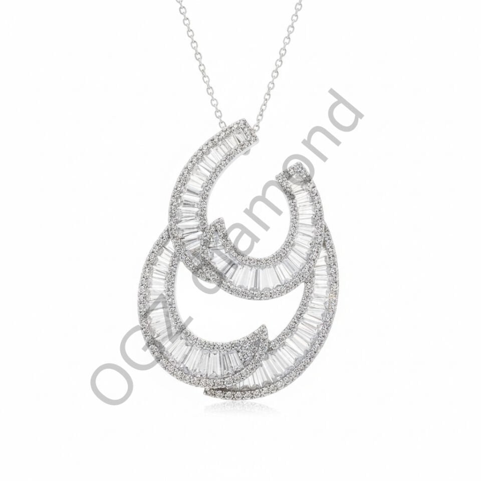 Pırlanta Modern Geometrik Formlu Baget Tasarım Kolye  -   PG0001126