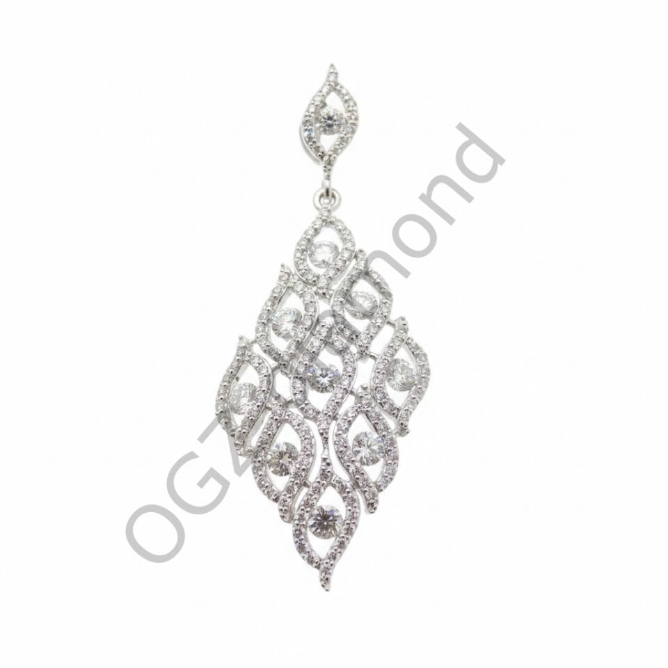 Pırlanta Işıltılı Markiz Formlu Vintage Dantel Kolye   -   PG0001131