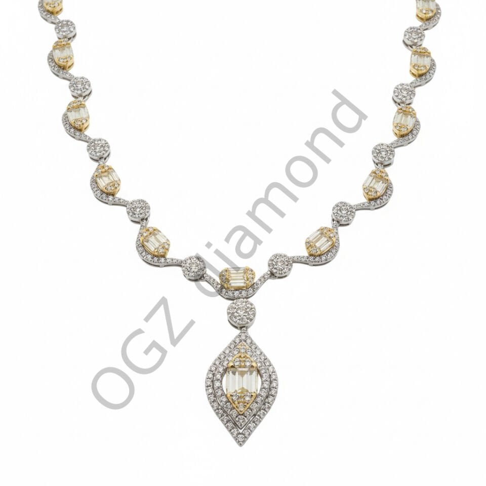 Pırlanta Cartier Ekolü Markiz ve Baget Kesim İhtişamlı Gerdanlık Kolye   -   PG0001359