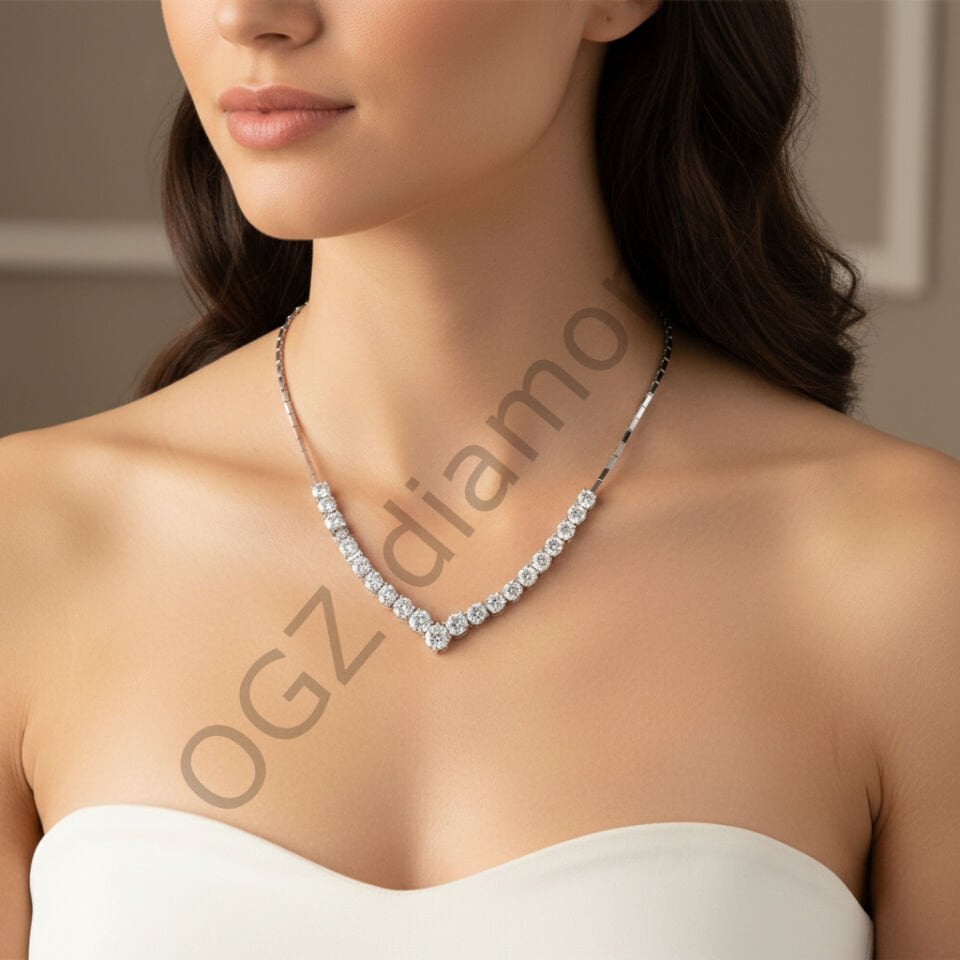 Pırlanta V-Form Klasik Riviera Suyolu Gerdanlık Kolye  -   PG0001371