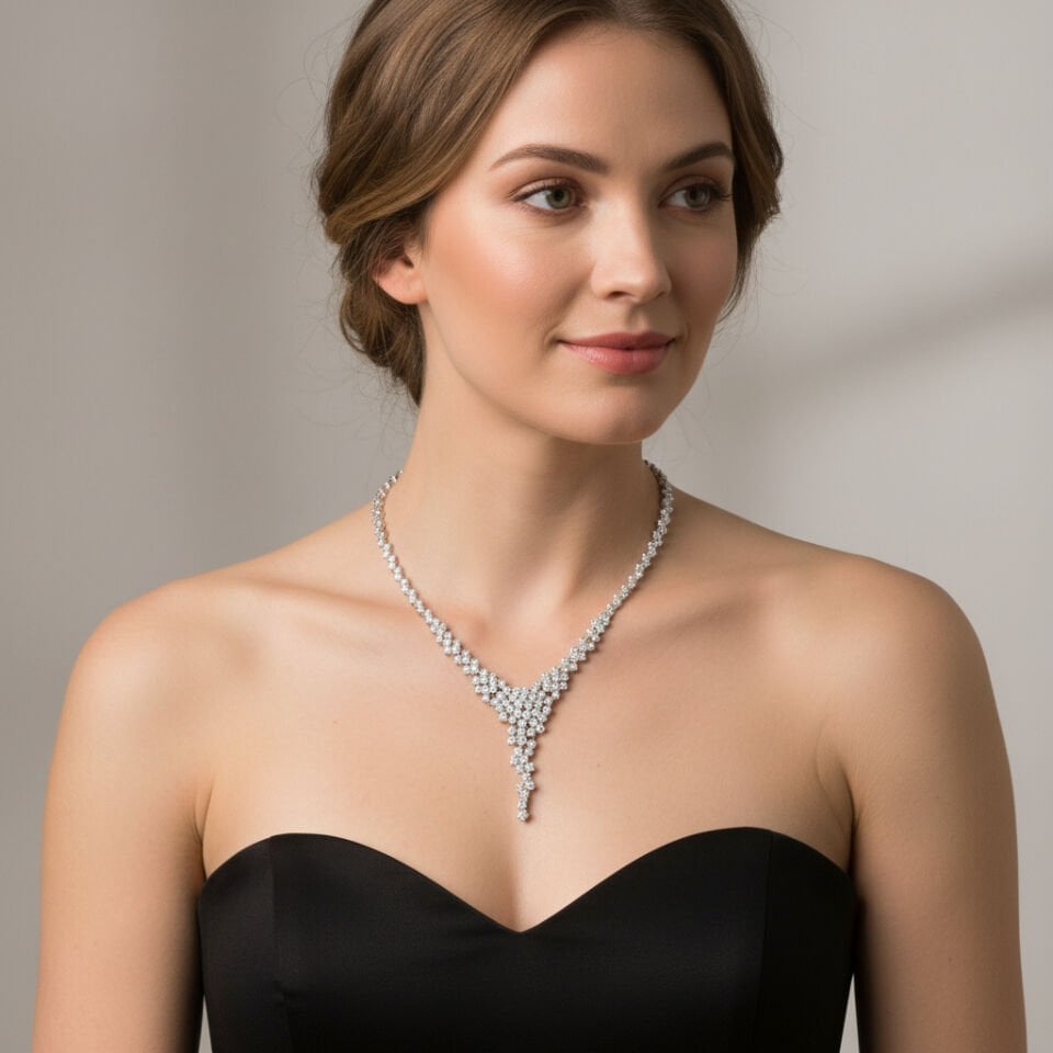 Markiz ve Yuvarlak Kesim Pırlanta Yaprak Gerdanlık  -   PG0001386