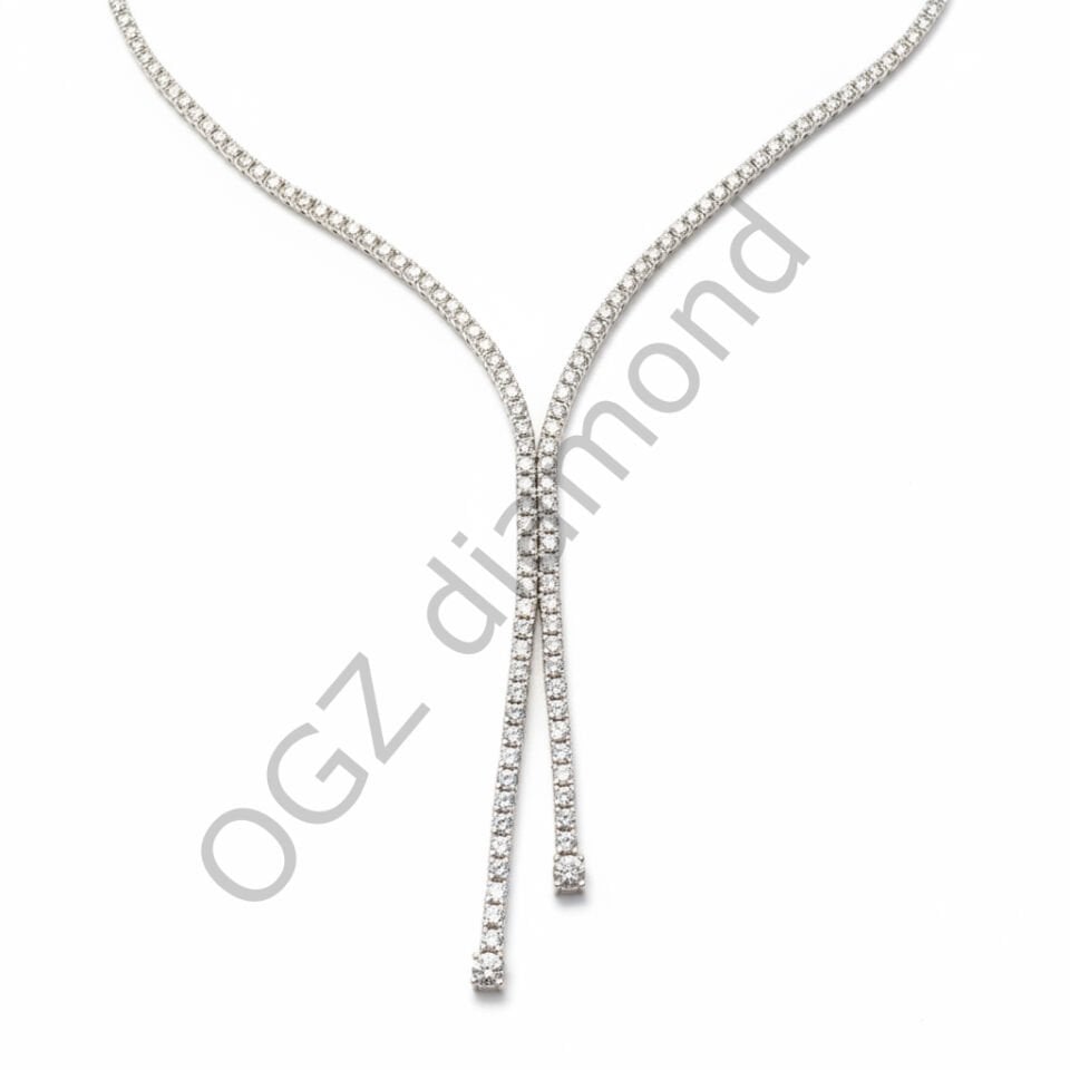 Pırlanta Işıltılı Y-Form Riviera Suyolu Gerdanlık Kolye-   PG0001387